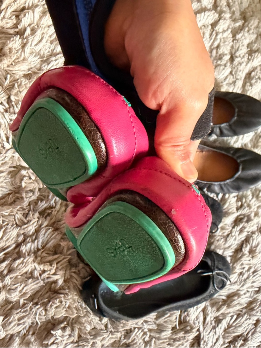 Tieks Pink Leather Ballet Flats with Gucci Ballet Flats - Picture 3 of 9